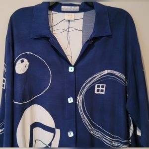 Nino Wong Perfect Vintage 80 / 90 Geometric Design Blouse Jacket